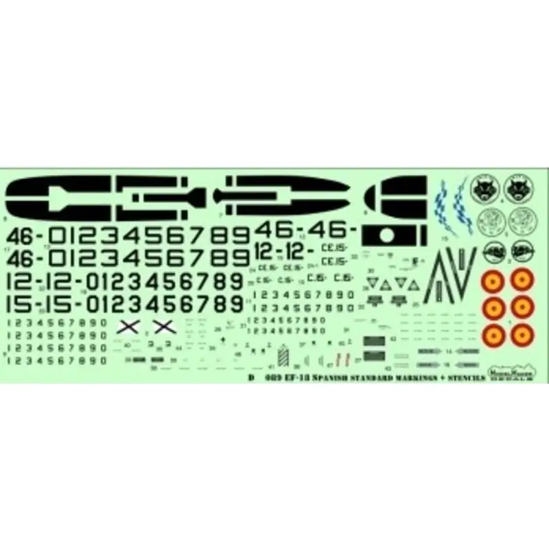 Sticker F/A-18 SPAIN STANDARD MARKINGS + STENCILS Decal Flitsaanbieding