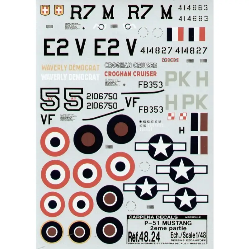 Premium Sticker North American P-51 Mustang (3) North American P-51B Mustang 42-6750 VF-5 5FS Italy 44 Mustang III FB353 PK-H 316 Polish