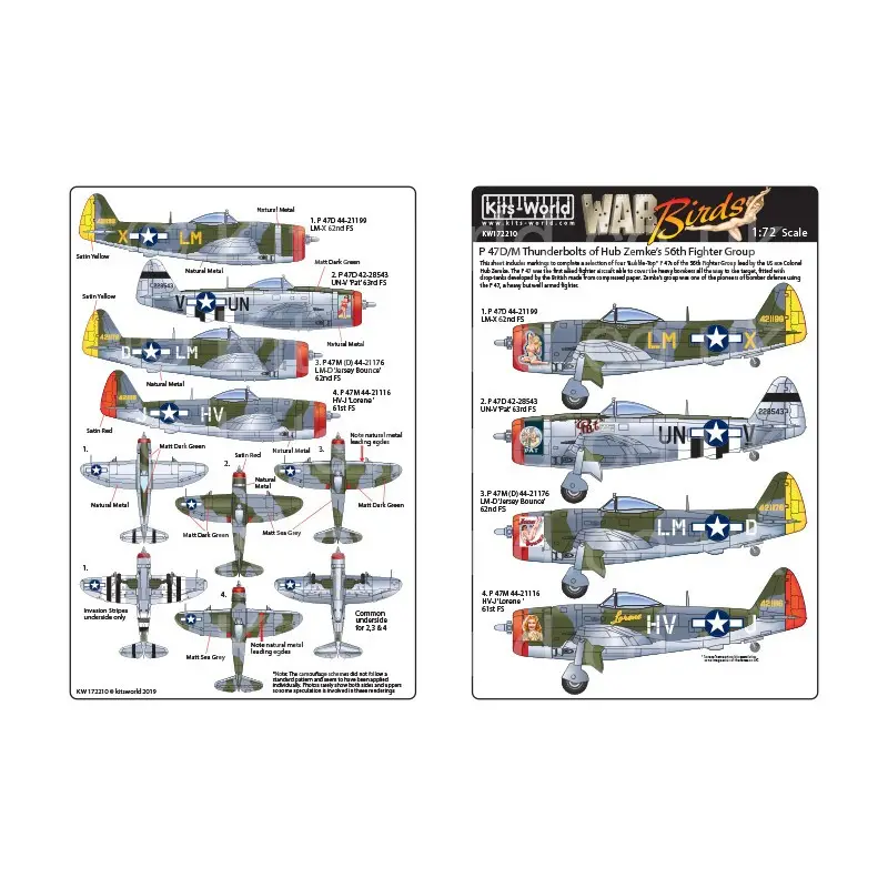 Seizoensaanbieding Sticker Republic P-47D/M Thunderbolts van Hub Zemke's 56th Fighter Group Decal