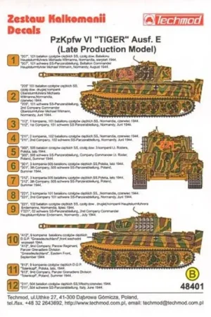 Laatste Kans Pz.Kpfw.VI Tiger Aust. E (Late Production Model) Decal