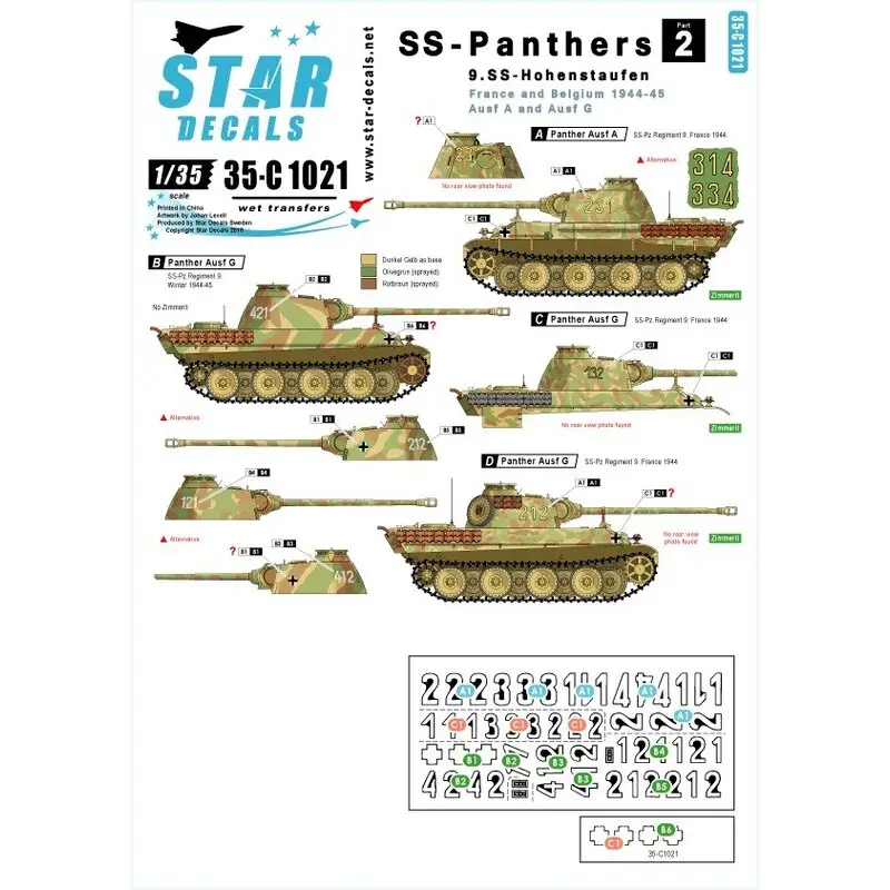 SS-Panthers # 2 - 9. SS-Hohenstaufen, Frankrijk en België.Pz.Kpfw.V Ausf.A en Ausf.G. Tijdelijk Beschikbaar
