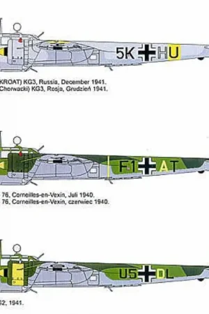 Actieprijs Sticker Dornier Do 17Z-2 (3) 5K+HU KG3 Russia 1941 F1+AT 9/KG76 July 1940 U5+DL 3/KG2 1941