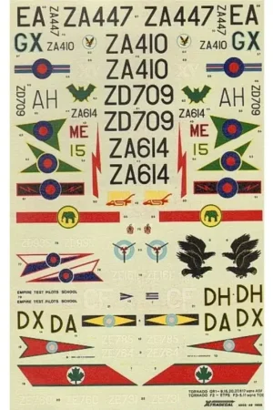 Beperkte Voorraad Sticker Panavia Tornado GR.1/F2/F3 (12) GR.1 9 Squadron ZD709/AH 15 Squadron ZA447/EA 20 Squadron ZA410/GX 27 Squadron ZA614/15