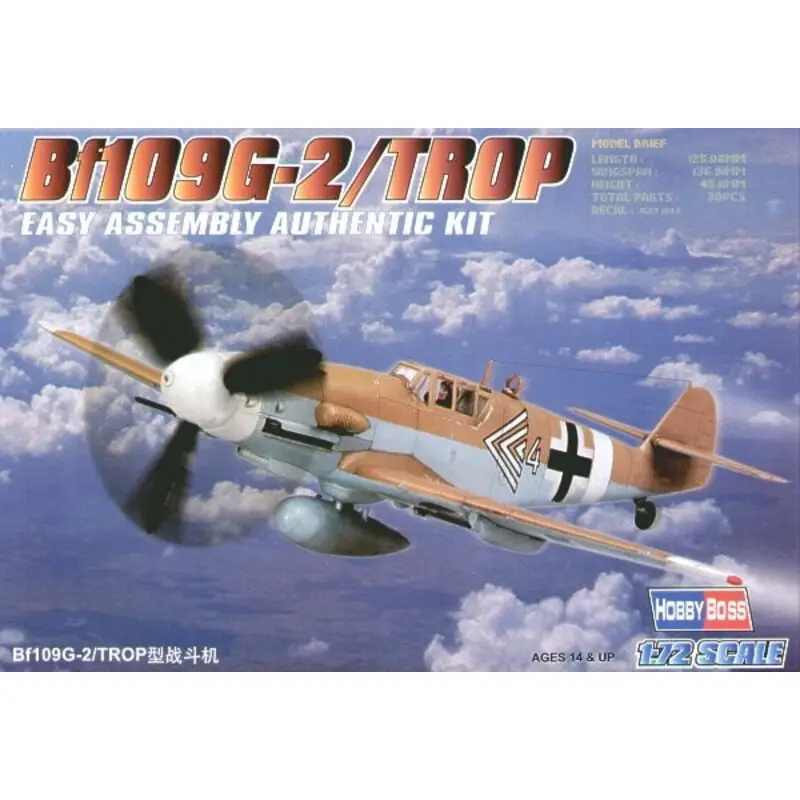 Beperkte Voorraad Messerschmitt Bf 109G-2 Tropical Easy Build with 1 piece wings and lower fuselage 1 piece fuselage. Other parts as normal. Optio