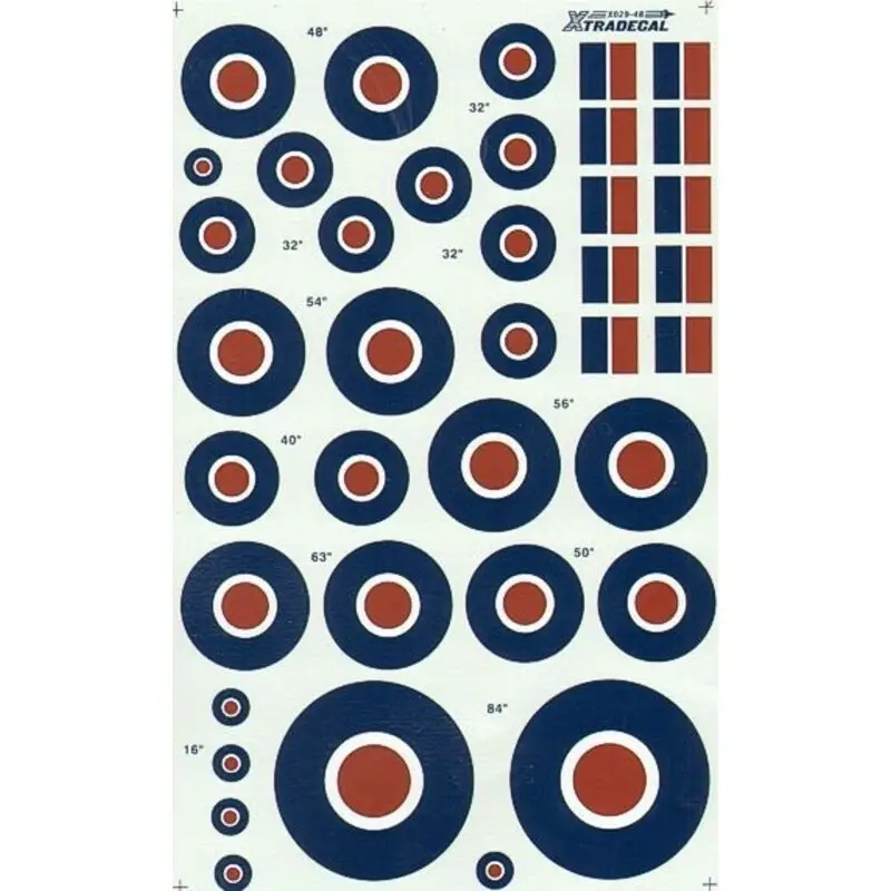 Meest Verkocht Sticker RAF National Insignia/Roundels C Type Sizes 16 32 40 50 54 56 63 84and 24 Fin flashes (RAF Roundels)