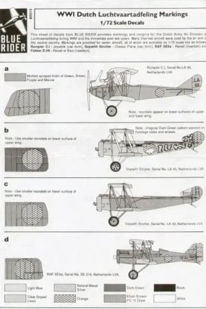Gratis Retour Sticker WWI Dutch. Includes Rumpler C.1 Sopwith 1 Strutter (2) Royal Aircraft Factory SE.5 Fokker D.VII (3)