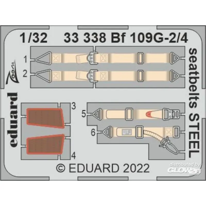 Shop Nu Bf 109G-2/4 veiligheidsgordels STAAL voor REVELL