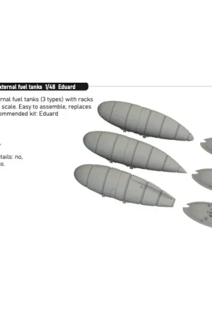 Superprijs Messerschmitt Bf-109K external fuel tanks x 3 types 1/48 (designed to be used with Eduard kits)