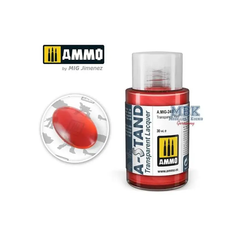 A-STAND Transparent Red - 30ml Enamel Paint f. air Acrylverf Direct Verzonden