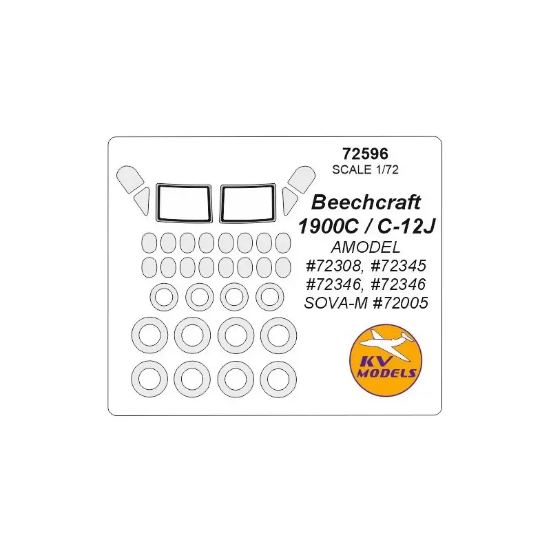 Beechcraft 1900C / C-12J Huron + wielenmaskers (ontworpen voor gebruik met A-Model AMU72308, AMU72345, AMU72346, AMU72346 en SOV Direct Verzonden