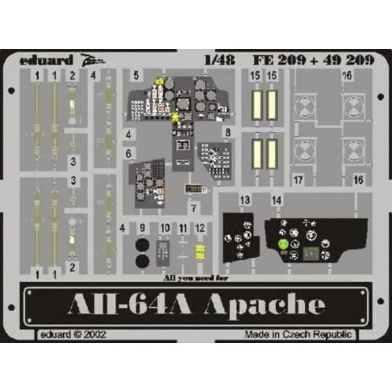 Hughes AH-64A Apache PRE-PAINTED IN COLOUR! (toebehoren voor modelbouwsets van Hasegawa) This Zoom set is a simplified version o Betaalbaar