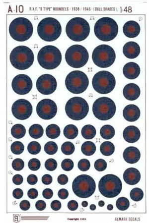 Laatste Versie Sticker RAF ′B′ Type National Insignia/Roundels 1938 to 1945 Decal