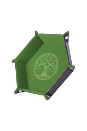 Dice track - Yggdrasil Green tree - 19 x 19 cm - Leather and velvet Fabrieksprijs
