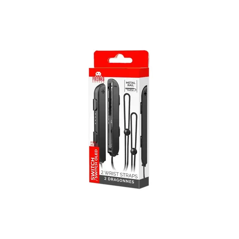 Pair of Wrist Straps for Joy-Con - Metal Rail - Black Dagaanbieding