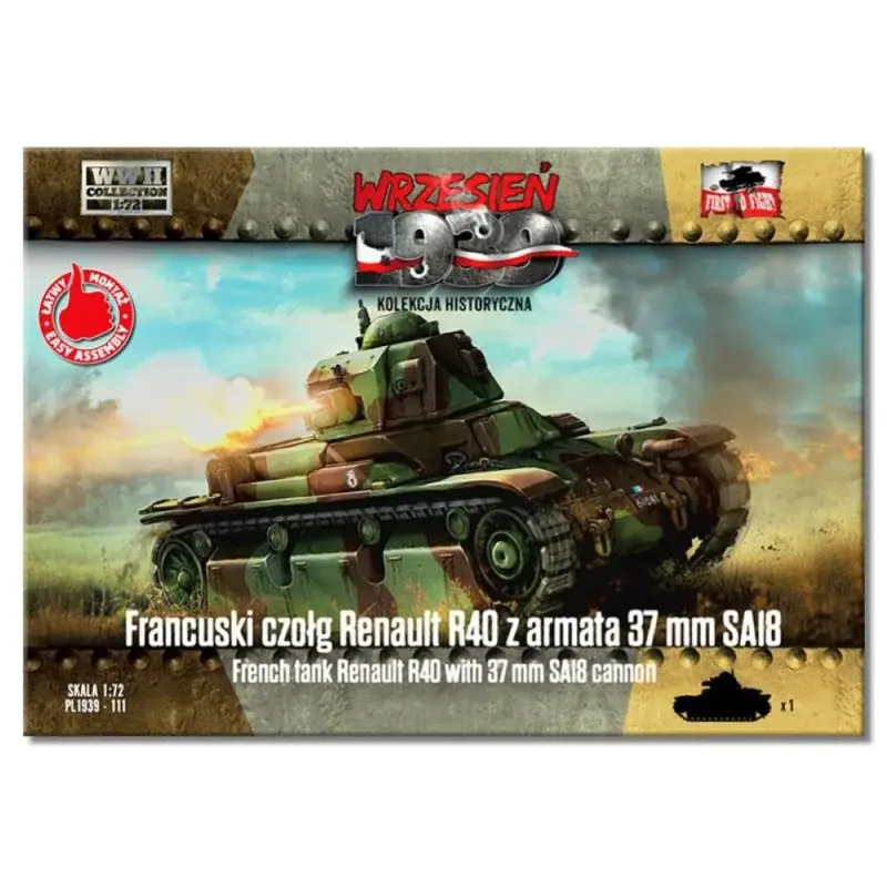 Alleen Vandaag FIRST TO FIGHT: 1/72; French Renault R40 tank with SA18 gun Schaalmodel