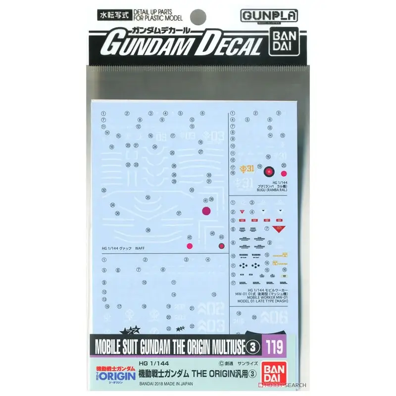 Gundam Gunpla Decal HG 1/144 119 Mobile Suit Gundam The Gold Uitverkoop