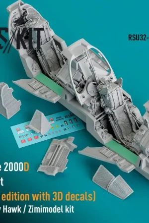 Favoriet Dassault-Mirage 2000D cockpit (Basic edition with 3D decals) for Kitty Hawk / Zimimodel kit (3D-Printed)