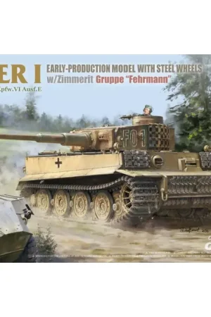 TIGER I Sd.Kfz.181 Pz.Kpfw.VI Ausf.E EARLY-PRODUCTION MODEL WITH STEEL WHEELS w/Zimmerit Groppe Fehrmann Direct Verzonden