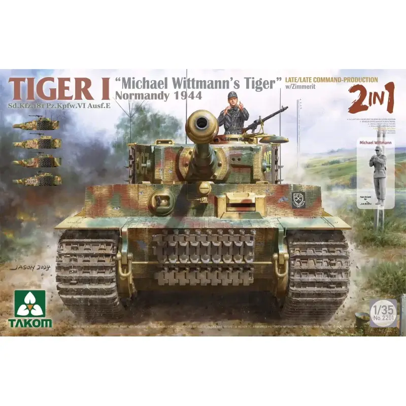 TIGER I Sd.Kfz.181 Pz.Kpfw.VI Ausf.E “Michael Wittmann's Tiger Normandy 1944,LATE COMMAND-PROD. w/Zimmerit (2 in 1) Gecertificeerd