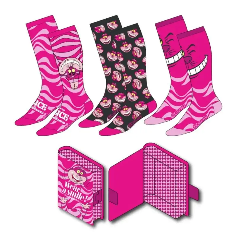 Gereduceerde Prijs Alice in Wonderland - Cheshire Cat - Pack of 3 Pairs of Socks (Size 36-43)