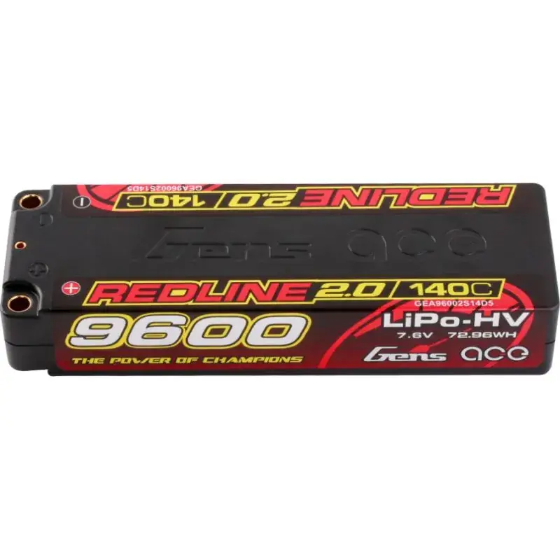 GensAce Redline 2.0 2S HV 7.6V-140C-9600 139x47x25mm 324g Lipo Accu Favoriet