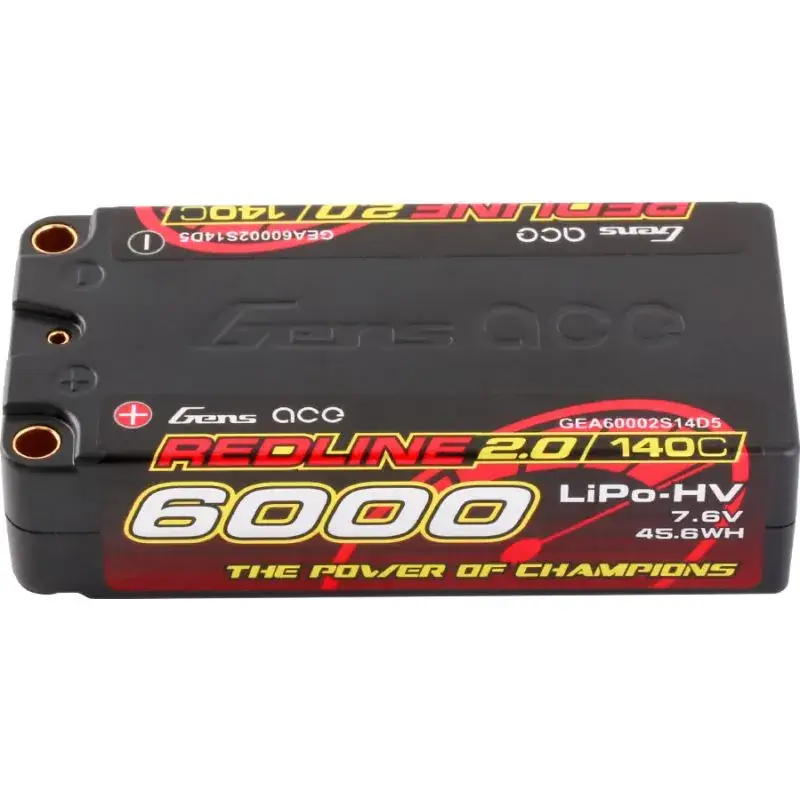 GensAce Redline 2.0 Shorty 2S HV 7.6V-140C-6000 96x47x25mm 220g Lipo Accu Op = Op