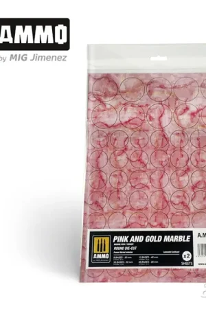 Koopje Pink and Gold Marble. Round Die-cut for Bases for Wargames - 2 pcs