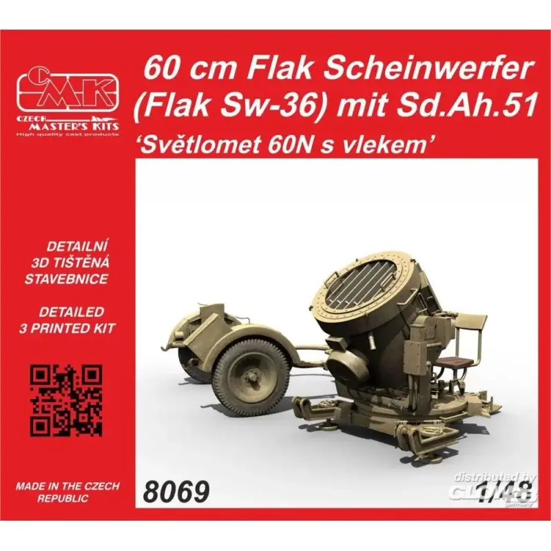 Lage Prijs 60 cm Flak Scheinwerfer (Flak Sw-36) mit Sd.Ah.51 / Sv?tlomet 60N s vlekem 1/48 Accessoire