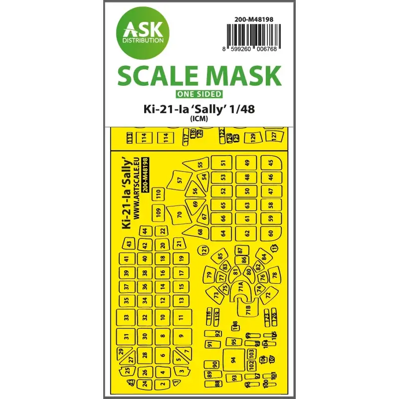 Snelle Levering Mitsubishi Ki-21-Ia Sally canopy frame paint mask (outside only) (designed to be used with ICM kits)