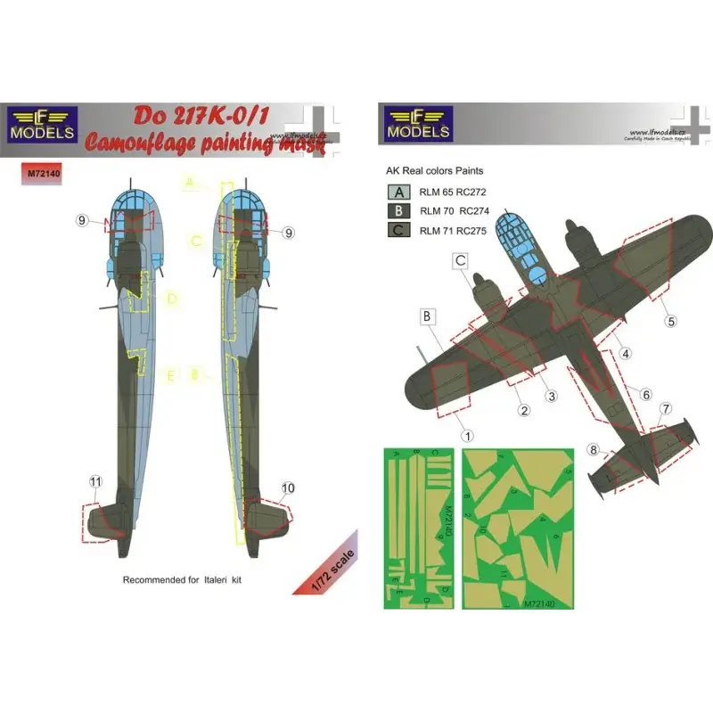 Aanbieding Dornier Do-217K-0/1 camouflage pattern paint mask (designed to be used with Italeri kits)