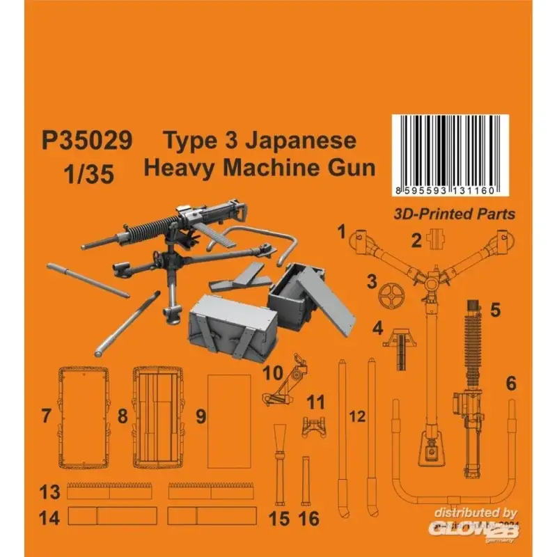 Flitsaanbieding Type 3 Japanese Heavy Machine Gun 1/35 Model van vuurwapen