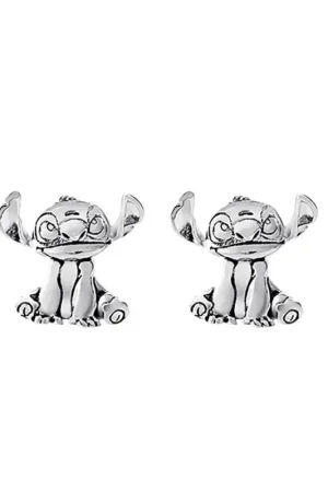 STITCH - Silver - 1 Pair of Stud Earrings - Silver Plated Brass Rechtstreeks Van De Fabrikant