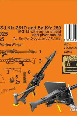 Actieprijs Sd.Kfz 251D/250A MG 42 with armor shiels and pivot mount 1/35 for Tamiya and Dragon kits