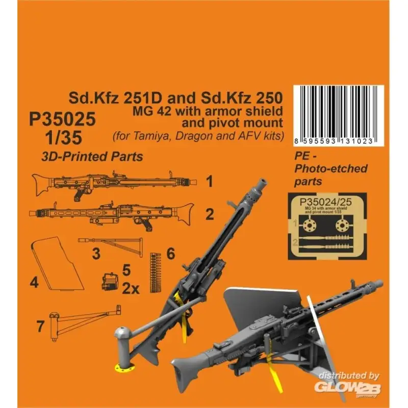 Actieprijs Sd.Kfz 251D/250A MG 42 with armor shiels and pivot mount 1/35 for Tamiya and Dragon kits