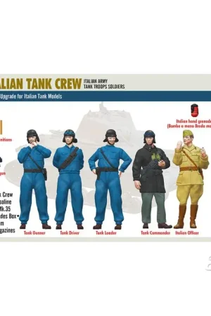 Ww2 italian tank crew with equipment Figuren Gereduceerde Prijs