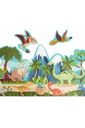 Kraspuzzel: Schaalbare & VLOERPUZZEL/DINO 100x53cm, 80 stukjes met 10 schaalbare puzzels, karton, in doos diam.26xH10cm, 2+ Koop Vandaag