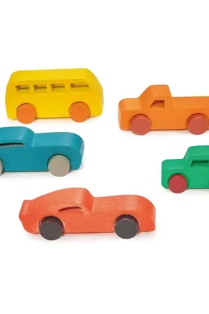 Mentari-voertuigen: AUTO'S, 5 stuks, houten, in doos, 18m+ Meest Verkocht