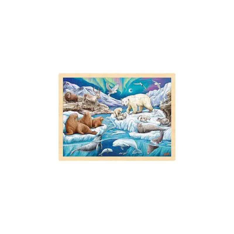 Puzzel: DIEREN van de ARCTISCHE OCEAAN 40x30x0,8cm, 96 stukjes, hout, 3+ Betaalbaar