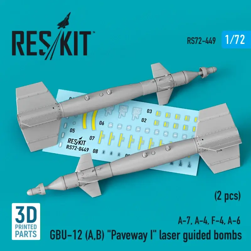 GBU-12 (A,B) 'Paveway I' laser guided bombs (2 pcs) (A-7, A-4, F-4, A-6) (3D Printed) Fabrieksprijs