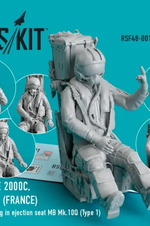 Dassault-Mirage 2000C, 2000-5 (FRANCE) pilot sitting in ejection seat MB Mk.10Q (Type 1) (3D Printed) Seizoensaanbieding