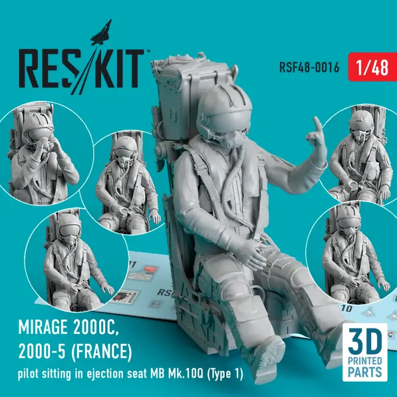 Dassault-Mirage 2000C, 2000-5 (FRANCE) pilot sitting in ejection seat MB Mk.10Q (Type 1) (3D Printed) Seizoensaanbieding