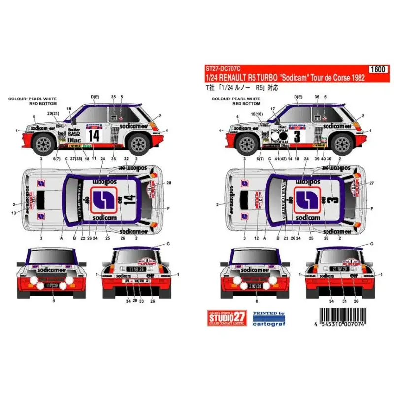 Renault 5 turbo sodicom corse 1982 Decal Laatste Versie