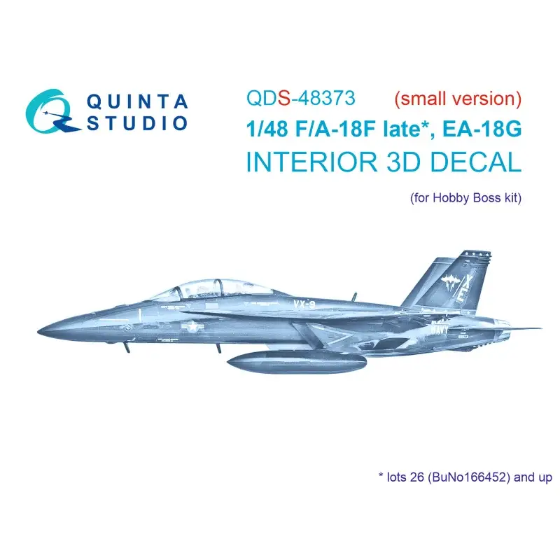 Boeing F/A-18F late / EA-18G 3D-Printed & colored Interior on decal paper (Hobby Boss) (Small version) Lage Kosten