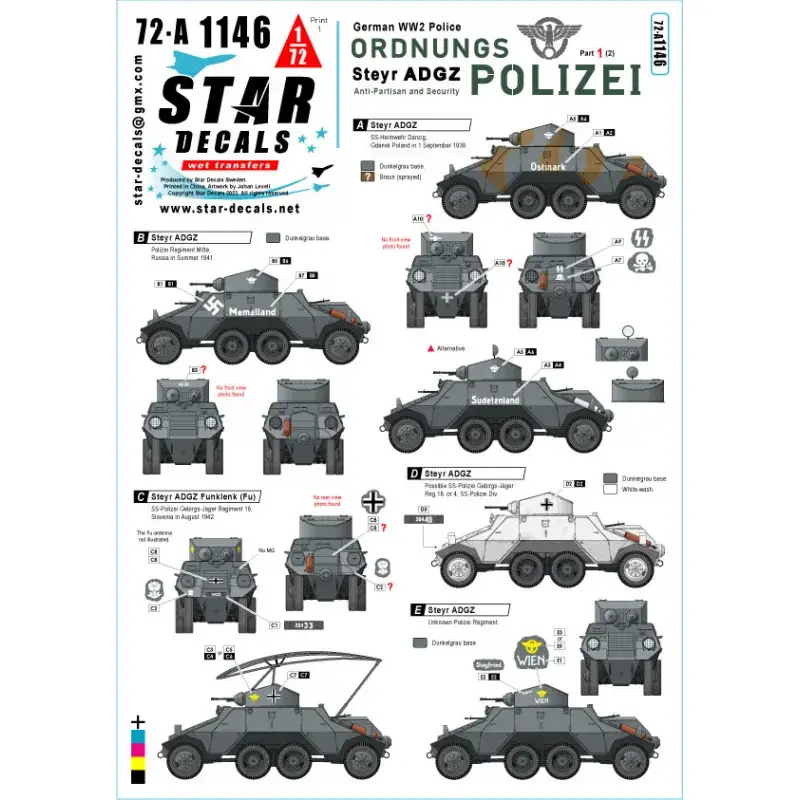 Ordnungs Polizei 1.Anti Partisan and Security service.Steyr ADGZ 8x8 Armored Car. Nieuw