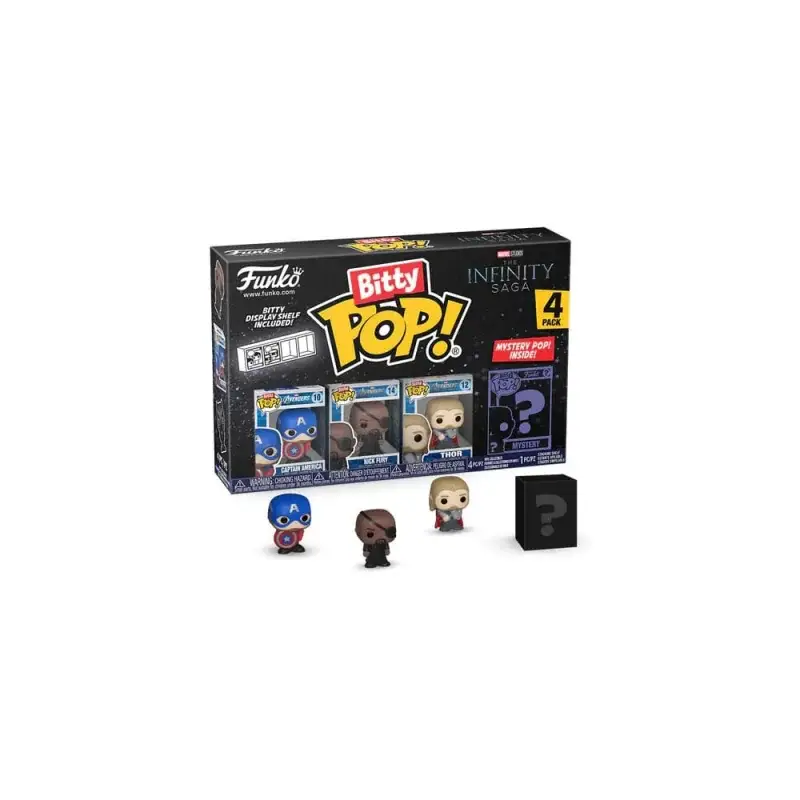 Shop Nu Marvel pack 4 Bitty POP figures! Vinyl Captain America 2.5 cm Figuurtje