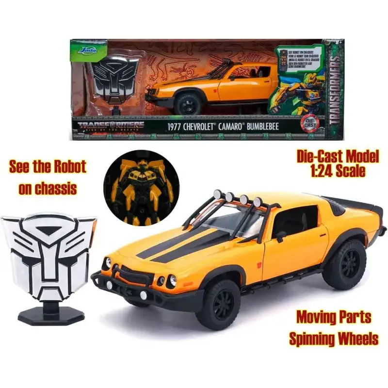 Hete Deal Transformers: Rise Of The Beasts - 1977 Chevrolet Camaro Bumblebee 1:24 Die-cast Miniatuur