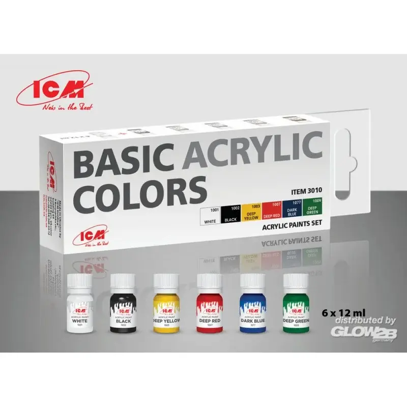 Acrylverfset Basic Acrylkleuren 6 12 ml Accessoire Op = Op