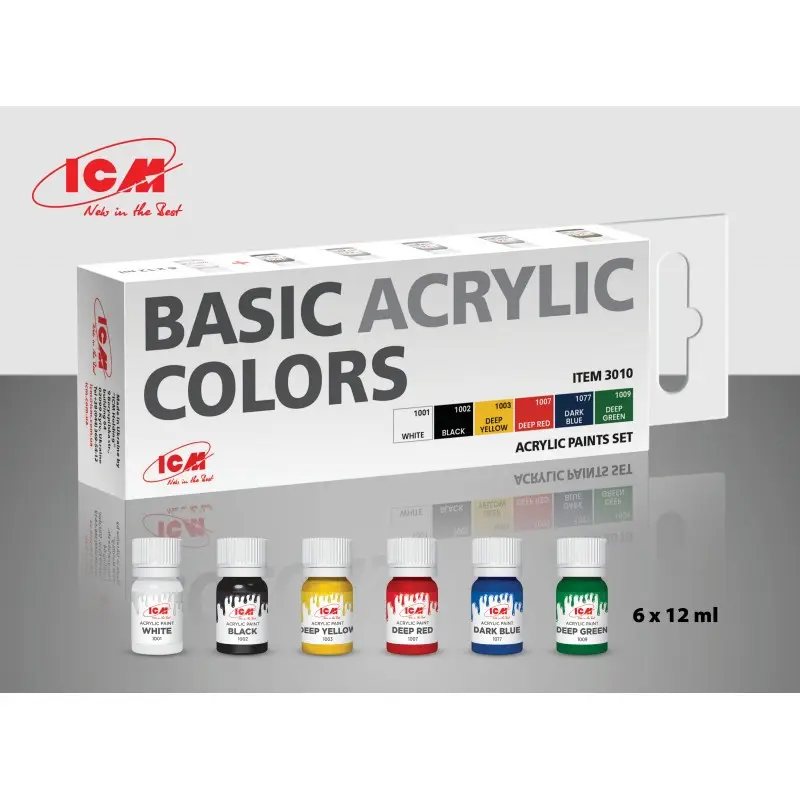 Nieuw Basis Acrylverf Kleuren. Wit Zwart Rood Geel Blauw Groen