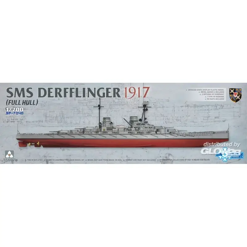 Veilige Betaling SMS Derfflinger 1917 (volledige romp) met metalen vaten 8st Schaalmodel
