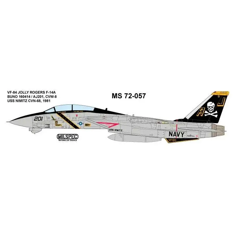 VF-84 JOLLY ROGERS Grumman F-14A Tomcat Decal Beperkt Aanbod